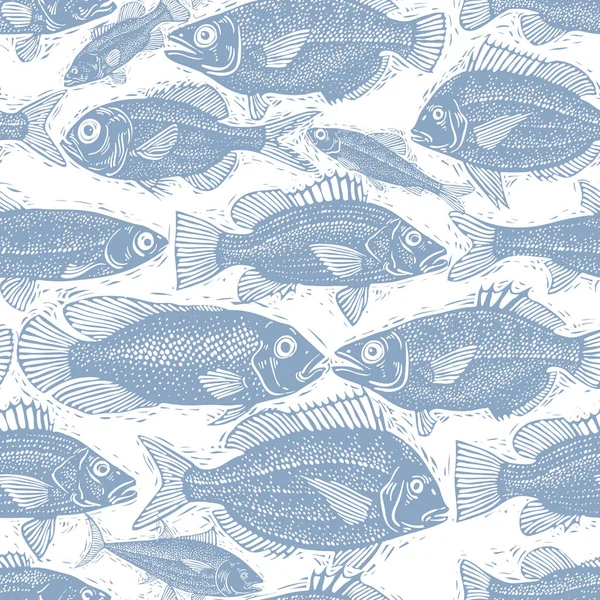 Sladkovodní ryby nekonečný vzor — Stockový vektor