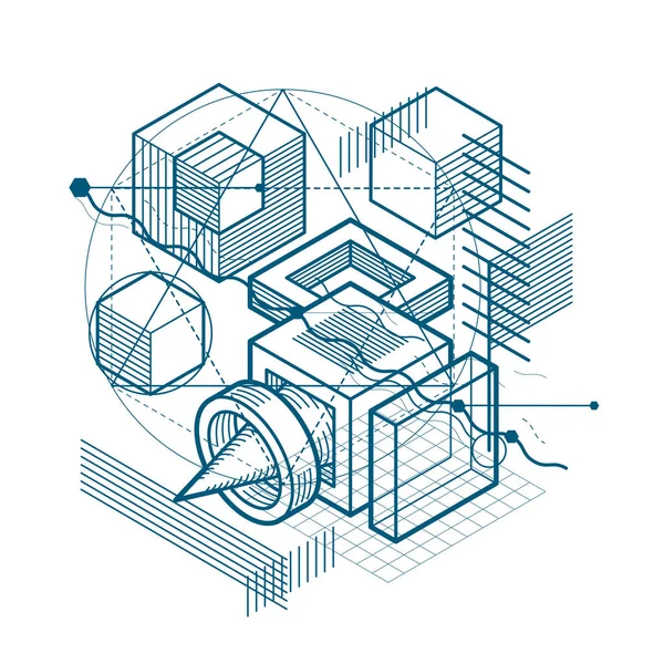 Composition abstraite des formes isométriques — Image vectorielle