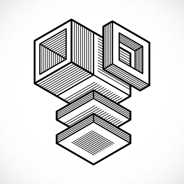 Forma dimensional isométrica abstrata — Vetor de Stock