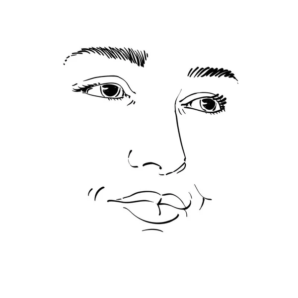 Grafische handgetekende portret van vrouw — Stockvector