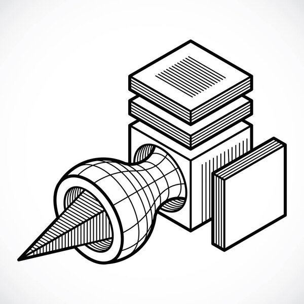 Abstract isometric dimensional shape
