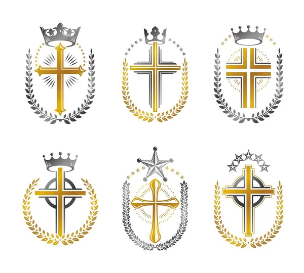 Croix des emblèmes du christianisme ensemble — Image vectorielle