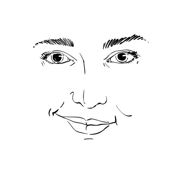 Portrait graphique de femme dessiné à la main — Image vectorielle