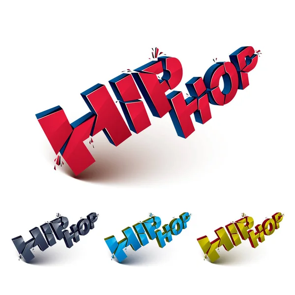 Hip hop 3d letterings conjunto — Vector de stock