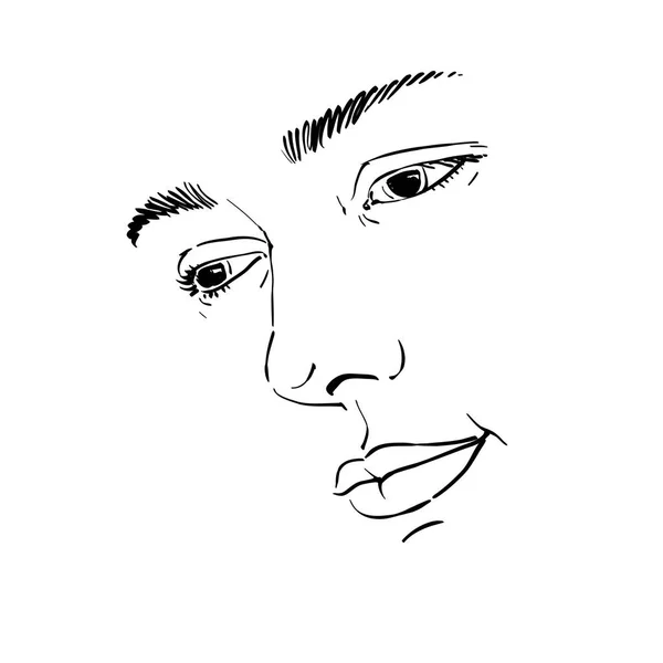 Grafisk håndtegnet portræt af kvinde – Stock-vektor