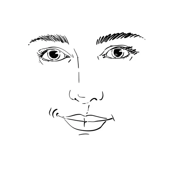 Retrato gráfico dibujado a mano de la mujer — Vector de stock