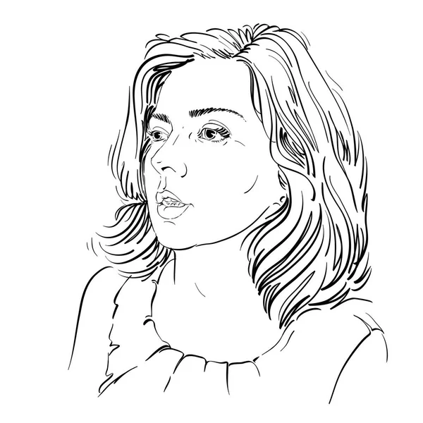 Ritratto grafico disegnato a mano della donna — Vettoriale Stock