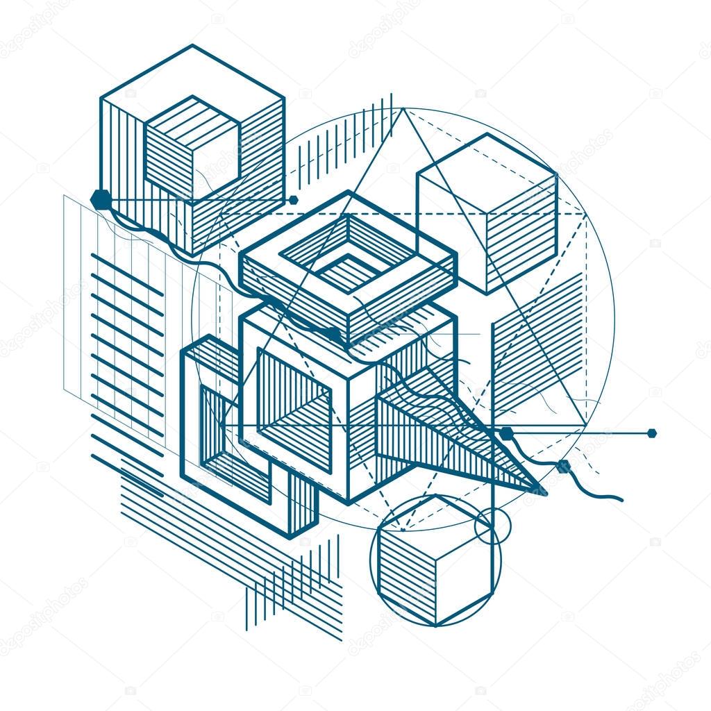 Isometric linear abstract background