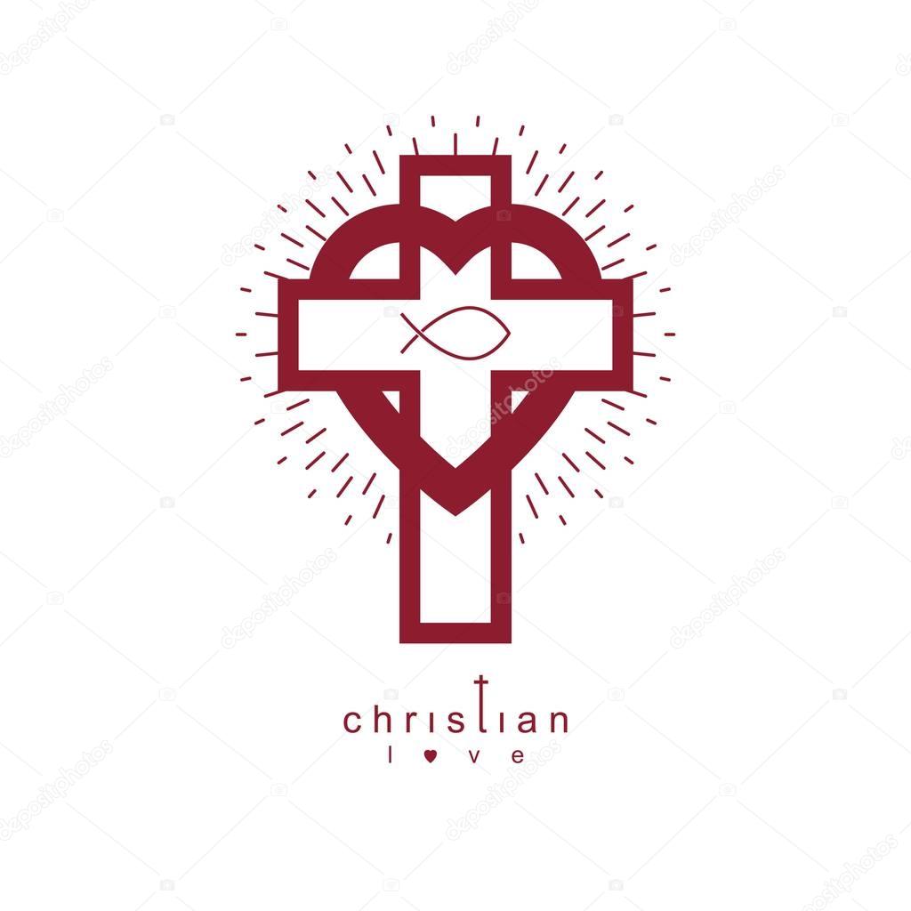 Christian Love conceptual logo, vector illustration