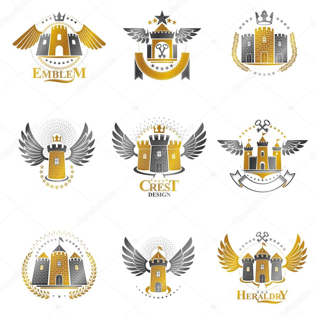 Ancient Forts emblems set