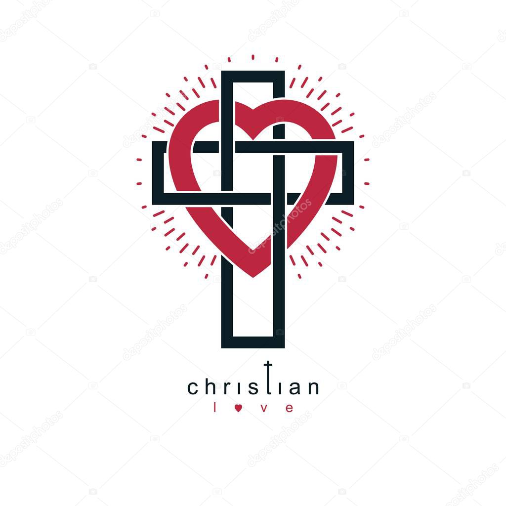 Christian Love conceptual logo, vector illustration