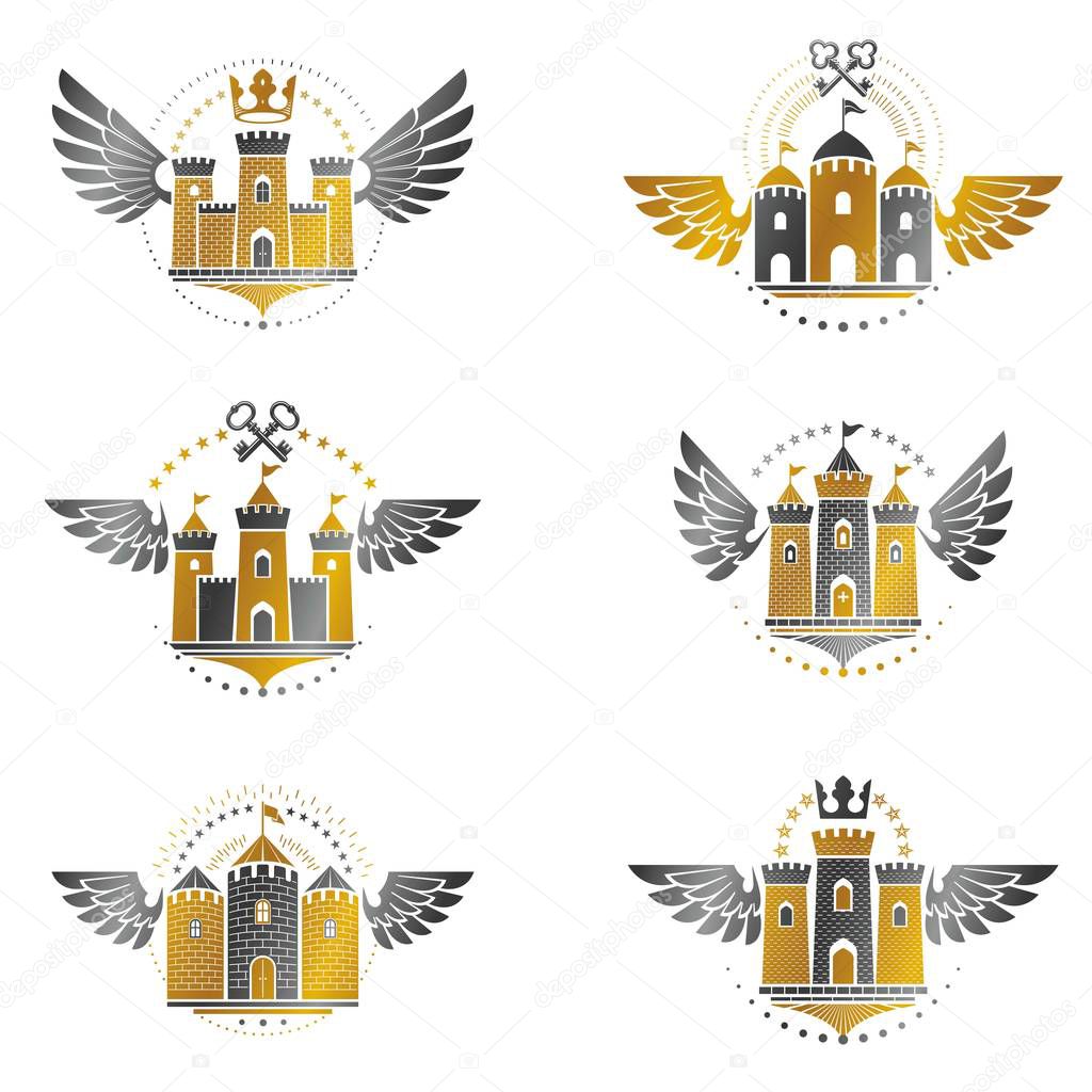 Ancient Citadels emblems set