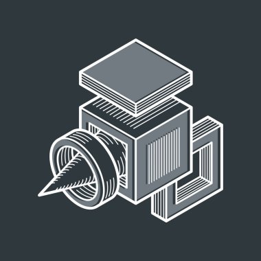 İzometrik soyut kompozisyon şekiller