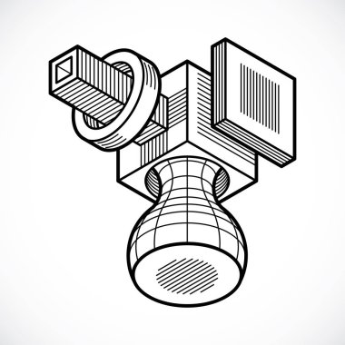 İzometrik soyut kompozisyon şekiller