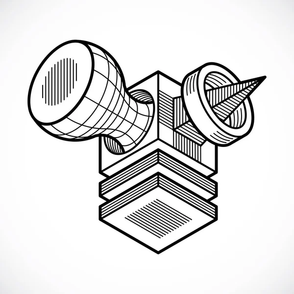 Forme dimensionnelle isométrique abstraite — Image vectorielle