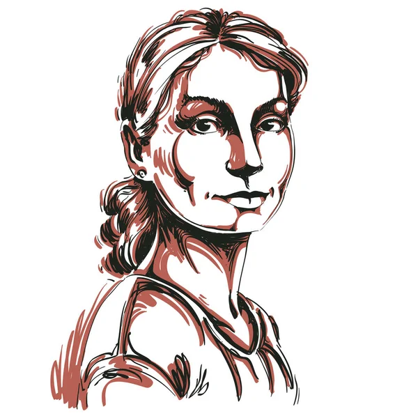 Retrato gráfico desenhado à mão da mulher —  Vetores de Stock