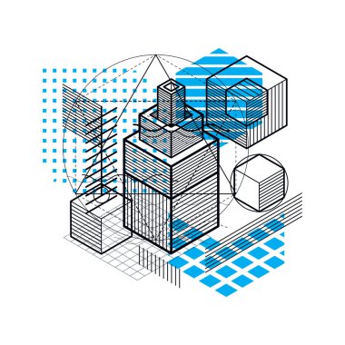 İzometrik soyut kompozisyon şekiller