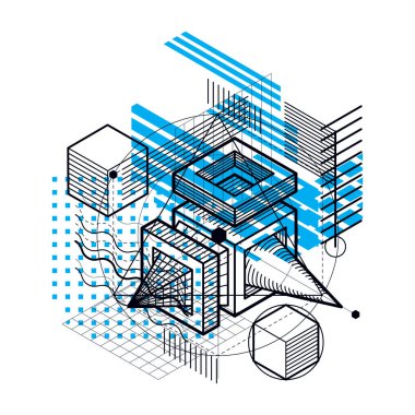 İzometrik soyut kompozisyon şekiller
