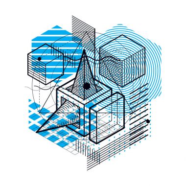 İzometrik soyut kompozisyon şekiller