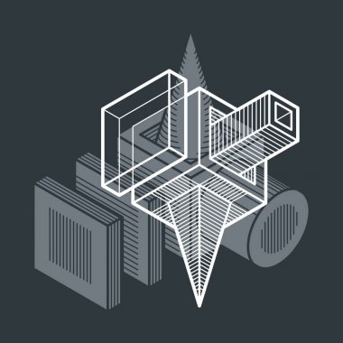  soyut boyutlu küp şekli.