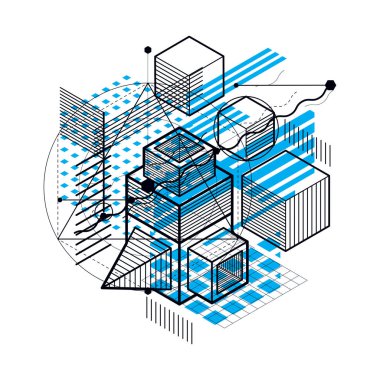 İzometrik soyut kompozisyon şekiller