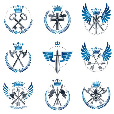 Vintage silah Amblemler ayarla