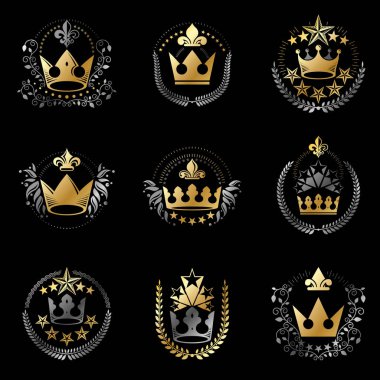 Antik kron amblem seti