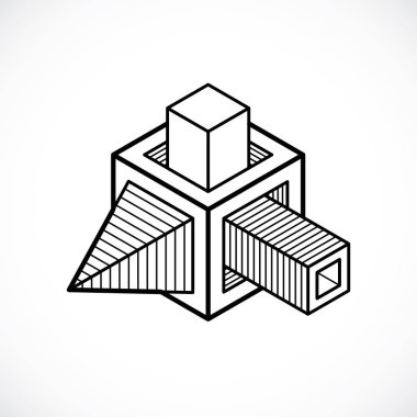 İzometrik soyut kompozisyon şekiller