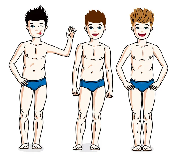 Adolescent garçons en bleu sous-vêtements — Image vectorielle