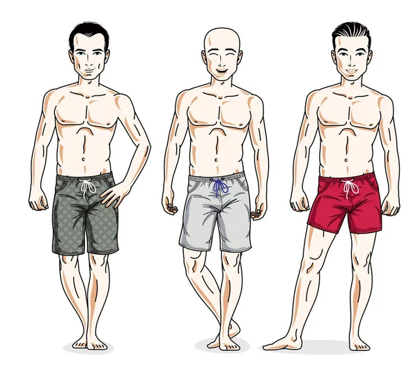 Hommes en short de plage — Image vectorielle