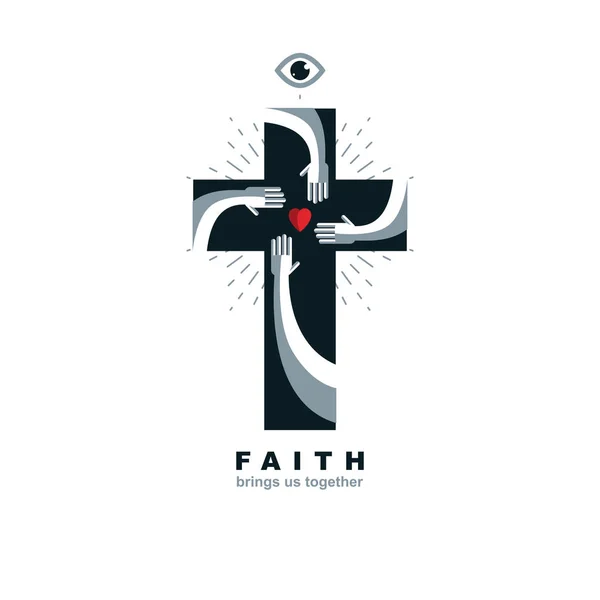 Icône croix chrétienne — Image vectorielle