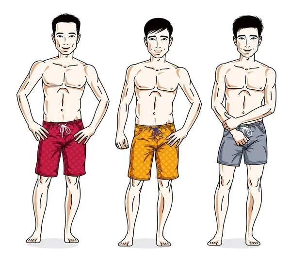 Hombres que usan pantalones cortos de playa — Vector de stock