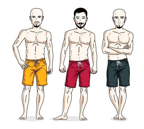 Hombres que usan pantalones cortos de playa — Vector de stock