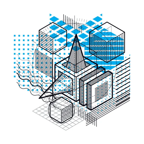 Zusammensetzung abstrakter isometrischer Formen — Stockvektor