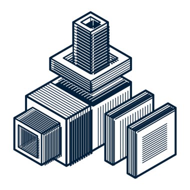  soyut boyutlu küp şekli.