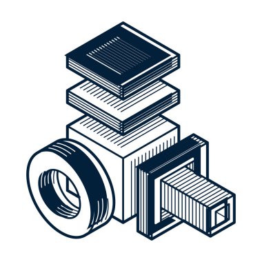  soyut boyutlu küp şekli.