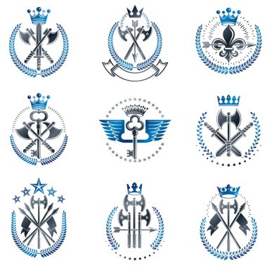 Vintage silah Amblemler ayarla