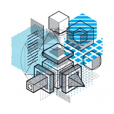 İzometrik soyut kompozisyon şekiller