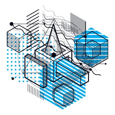 İzometrik soyut kompozisyon şekiller