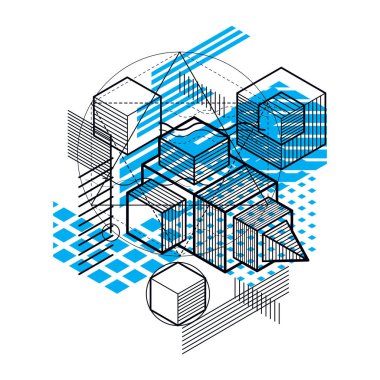 İzometrik soyut kompozisyon şekiller