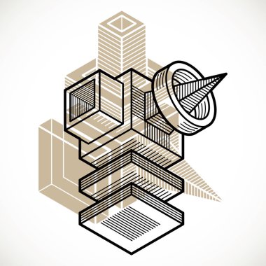  soyut boyutlu küp şekli.