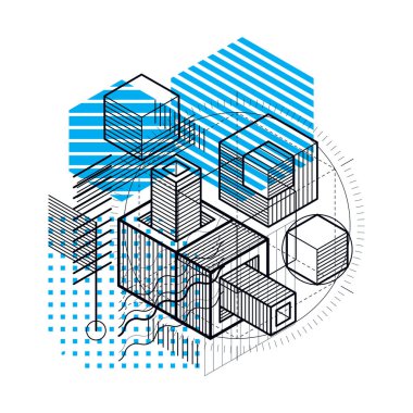 İzometrik soyut kompozisyon şekiller