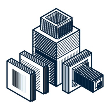 İzometrik soyut kompozisyon şekiller