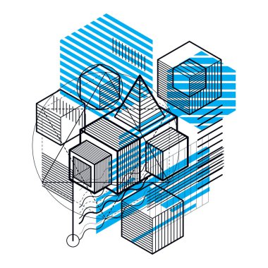 İzometrik soyut kompozisyon şekiller