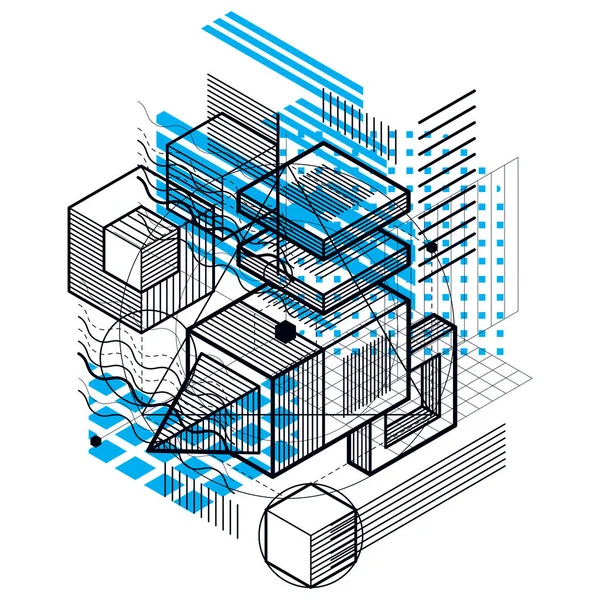 Composición de formas isométricas abstractas — Vector de stock