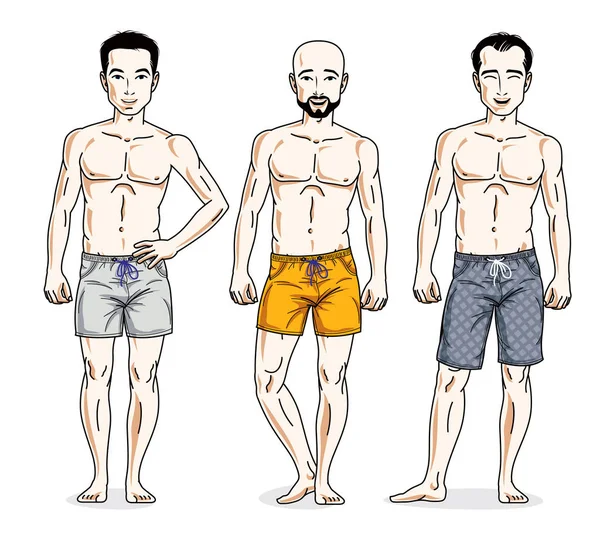 Hommes en short de plage — Image vectorielle