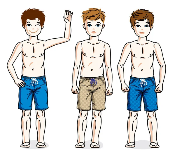 Мальчики в пляжных шортах — стоковый вектор