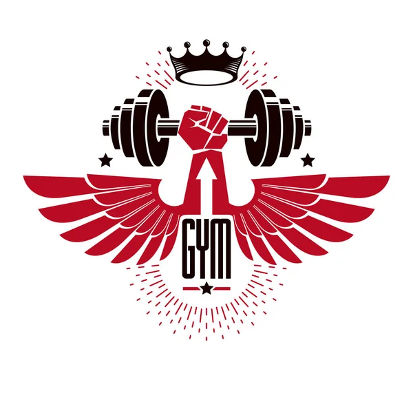Logotipo del gimnasio levantamiento de pesas — Archivo Imágenes Vectoriales