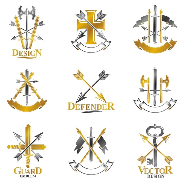 Escudo de armas heráldico — Vector de stock