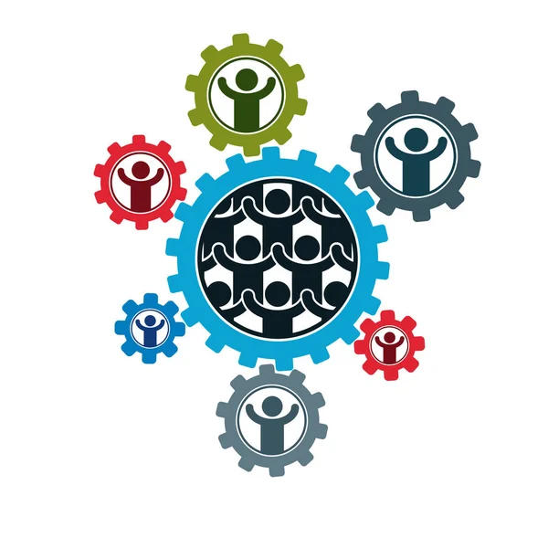 Logotipo de interação sociedade e pessoa — Vetor de Stock